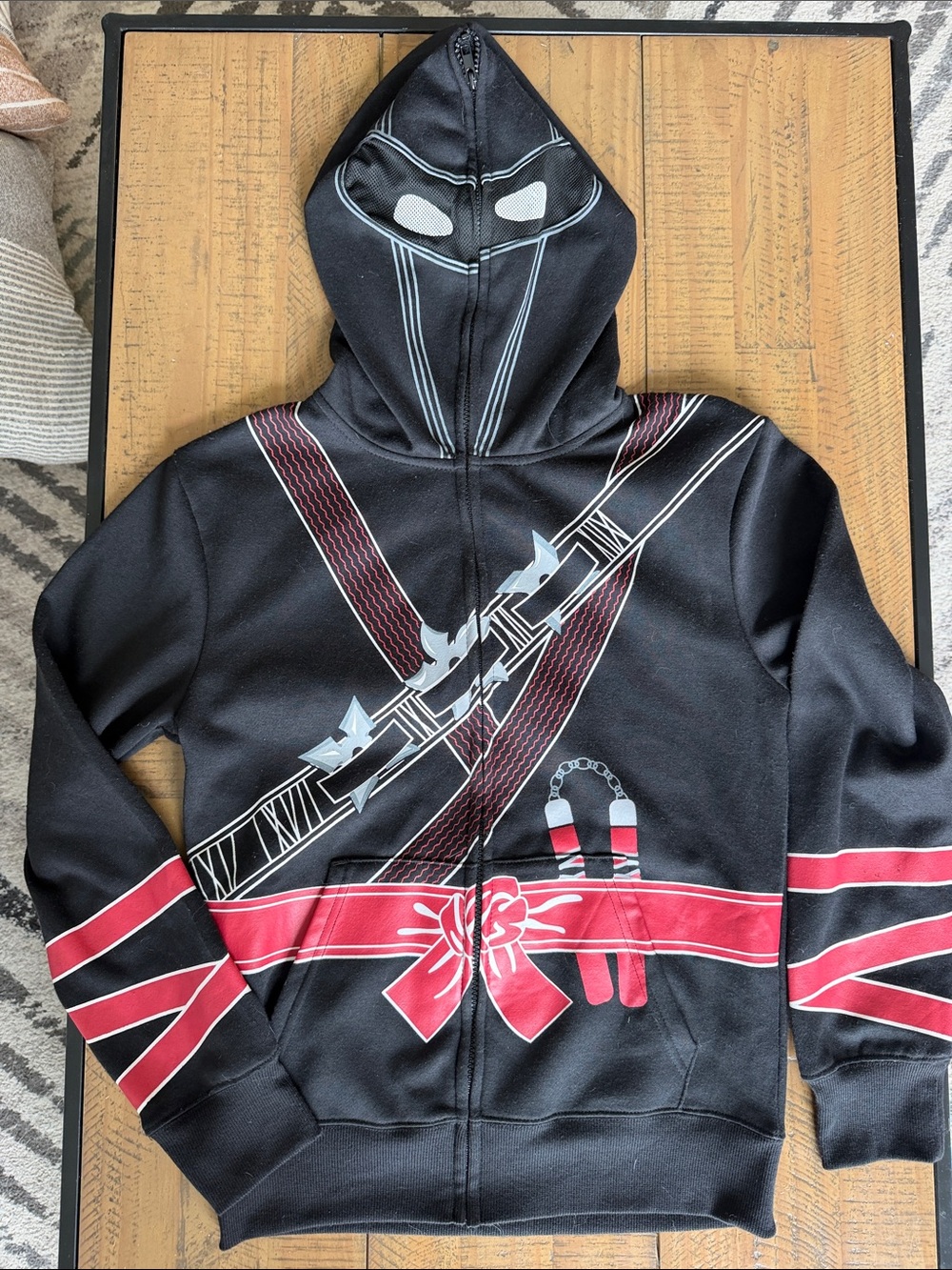 Peepin & Creepin Black Ninja Hoodie - Size Large (14/16)